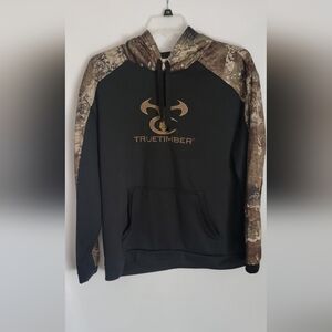 Mens TrueTimber Black and Camo Pullover Hoodie XL